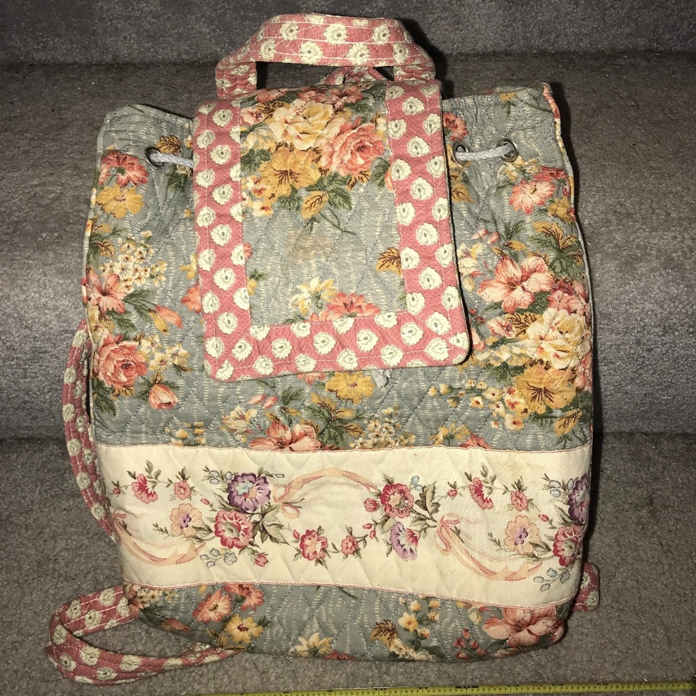 Quilted drawstring backpack-style purse